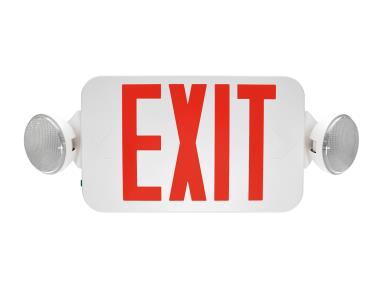 LED EXIT/EMERG COMBO 4.2W RND HEAD RED LETTERS REMOTE