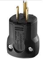 HINDGE PLUG 15A/3-WIRE BLACK 120V