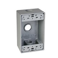 1G W/P TRIPLE 3/4"HOLE OUTLET BOX GRAY